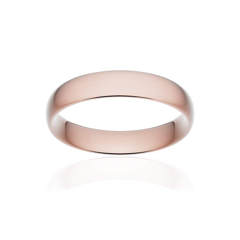Alliance classique demi jonc confort or 750 rose brossé 4,5 mm - vue 1