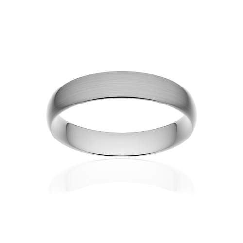 Alliance classique demi jonc confort or 375 blanc brossé 4,5 mm
