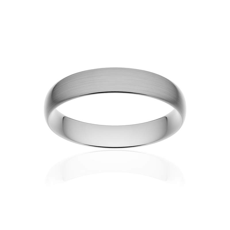 Alliance classique demi jonc confort or 375 blanc brossé 4,5 mm - vue 1