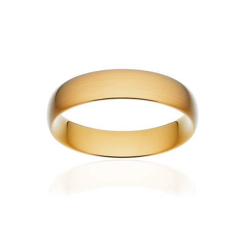 Alliance classique demi jonc confort or 750 jaune brossé 5 mm