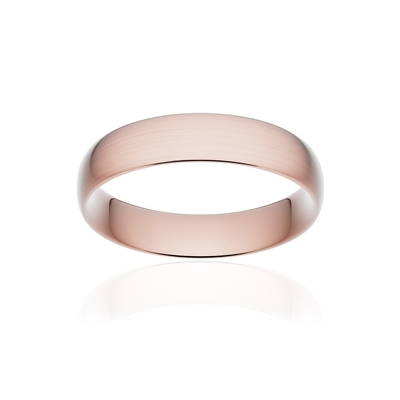 Alliance classique demi jonc confort or 750 rose brossé 5 mm