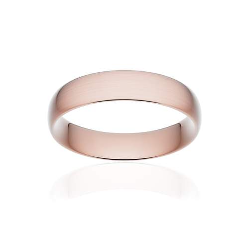 Alliance classique demi jonc confort or 750 rose brossé 5 mm
