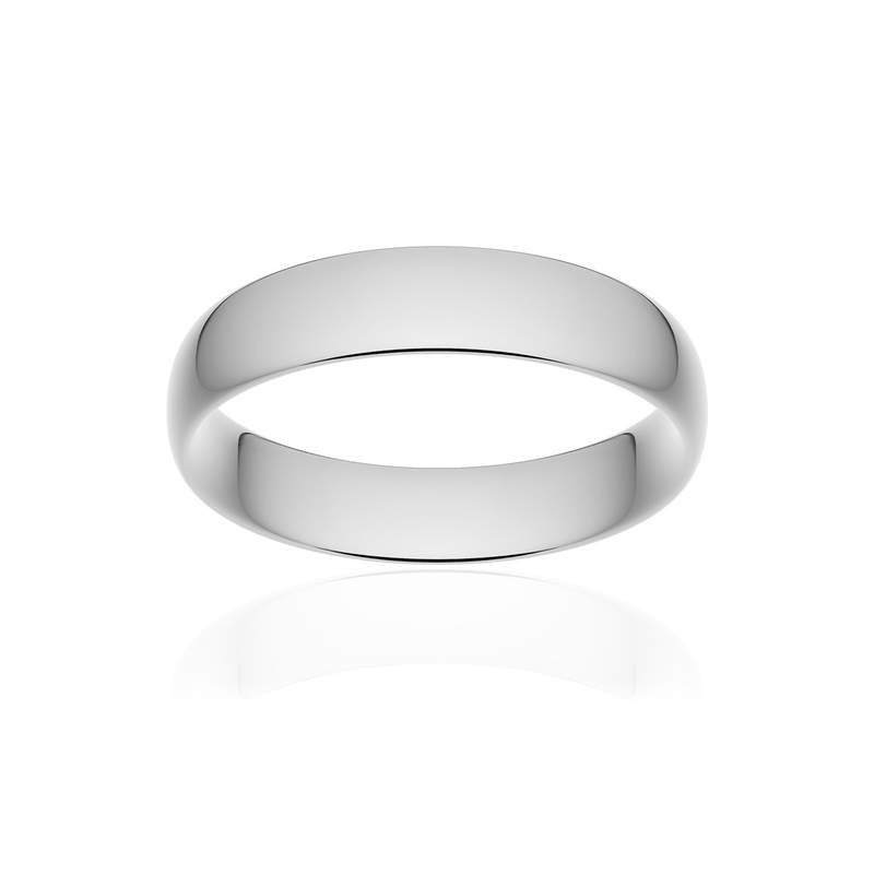 Alliance classique demi jonc confort or 375 blanc poli 5 mm - vue 1