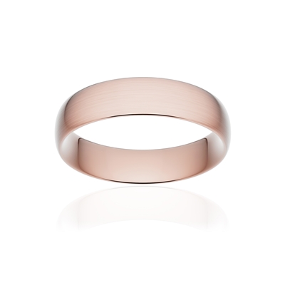 Alliance classique demi jonc confort or 750 rose brossé 5,5 mm