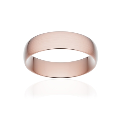 Alliance classique demi jonc confort or 750 rose brossé 6 mm - vue 1