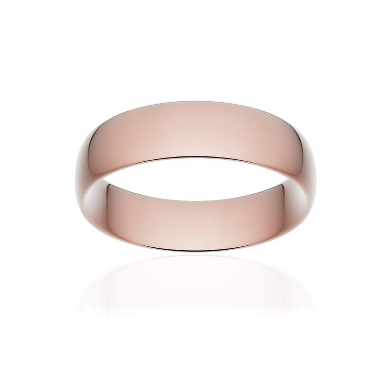 Alliance classique demi jonc confort or 750 rose poli 6 mm - vue 1