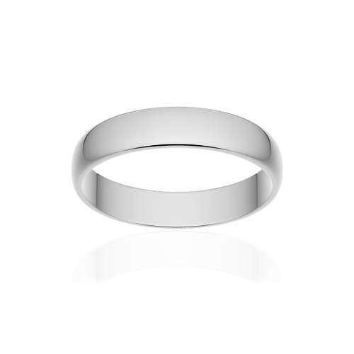 Alliance classique demi jonc or 750 blanc poli 4 mm