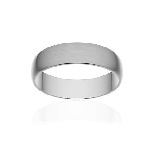 Alliance classique demi jonc or 750 blanc brossé 5 mm
