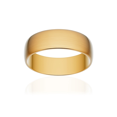 Klassieke halve trouwring in goud 375 geborsteld geel 6 mm