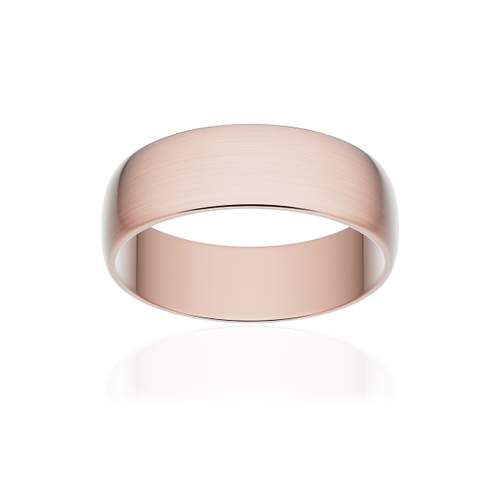 Alliance classique demi jonc or 750 rose brossé 6 mm