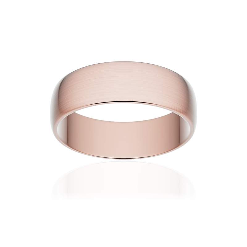 Alliance classique demi jonc or 750 rose brossé 6 mm - vue 1
