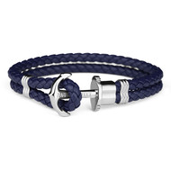 Bracelet Paul Hewitt acier cuir bleu 17 cm