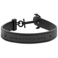 Bracelet Paul Hewitt homme cuir noir acier noir