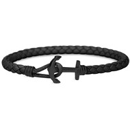 Bracelet Paul Hewitt mixte cuir noir acier noir