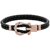 Bracelet Paul Hewitt acier rose cuir noir 19 cm