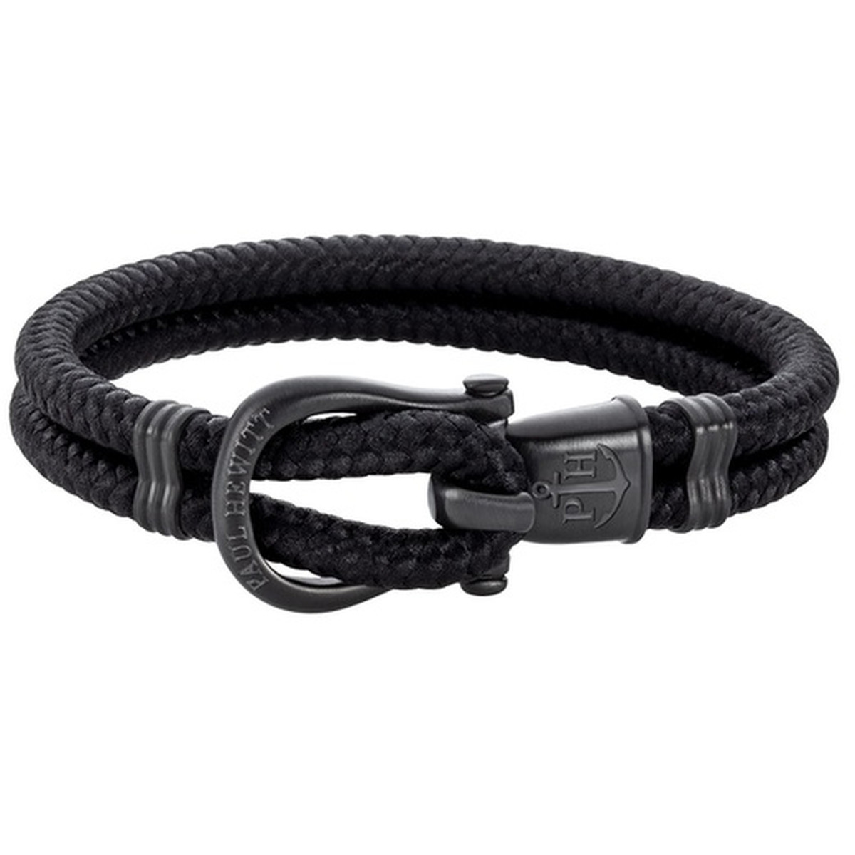 Bracelet Paul Hewitt acier noir nylon noir 19 cm