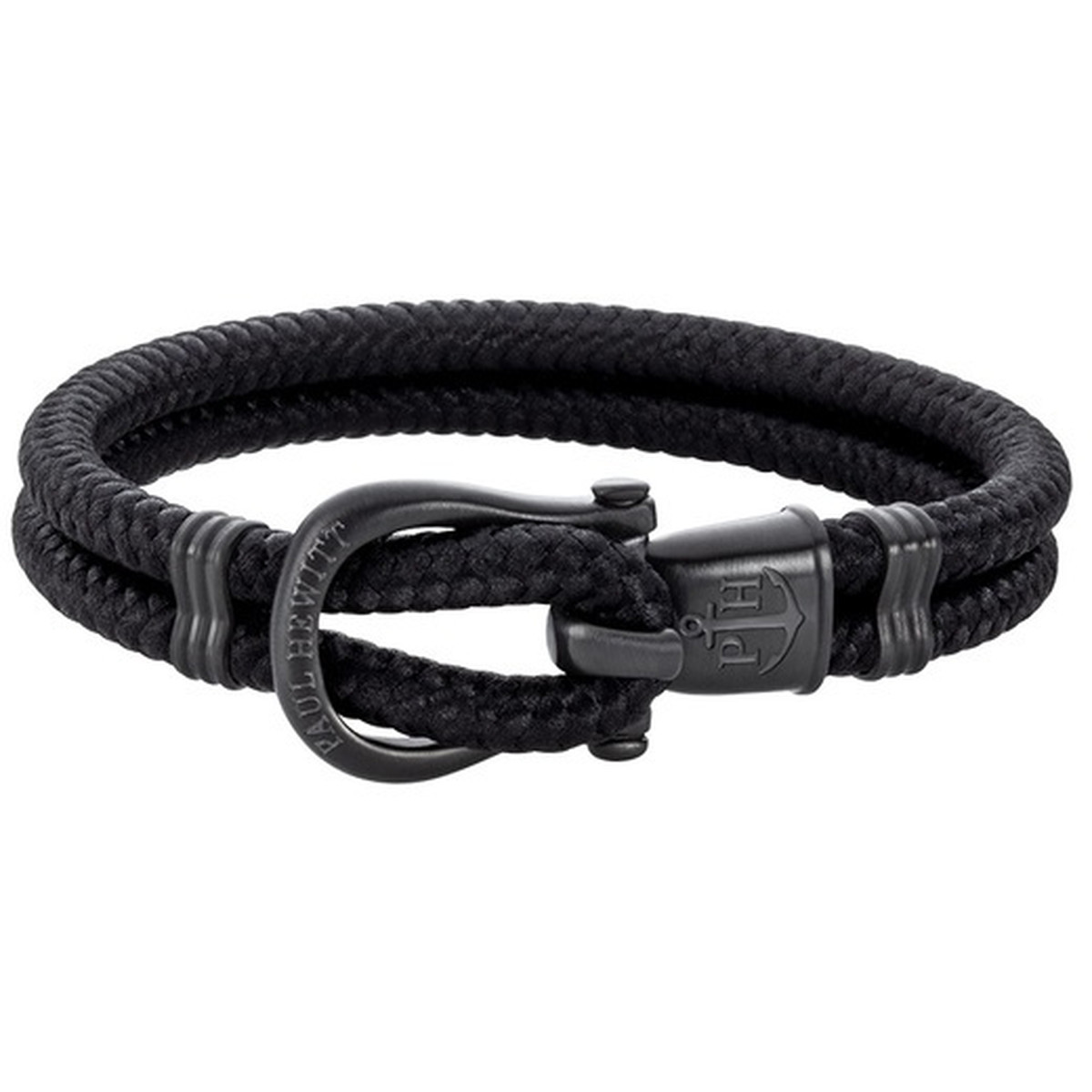 Bracelet Paul Hewitt acier noir nylon noir 21 cm