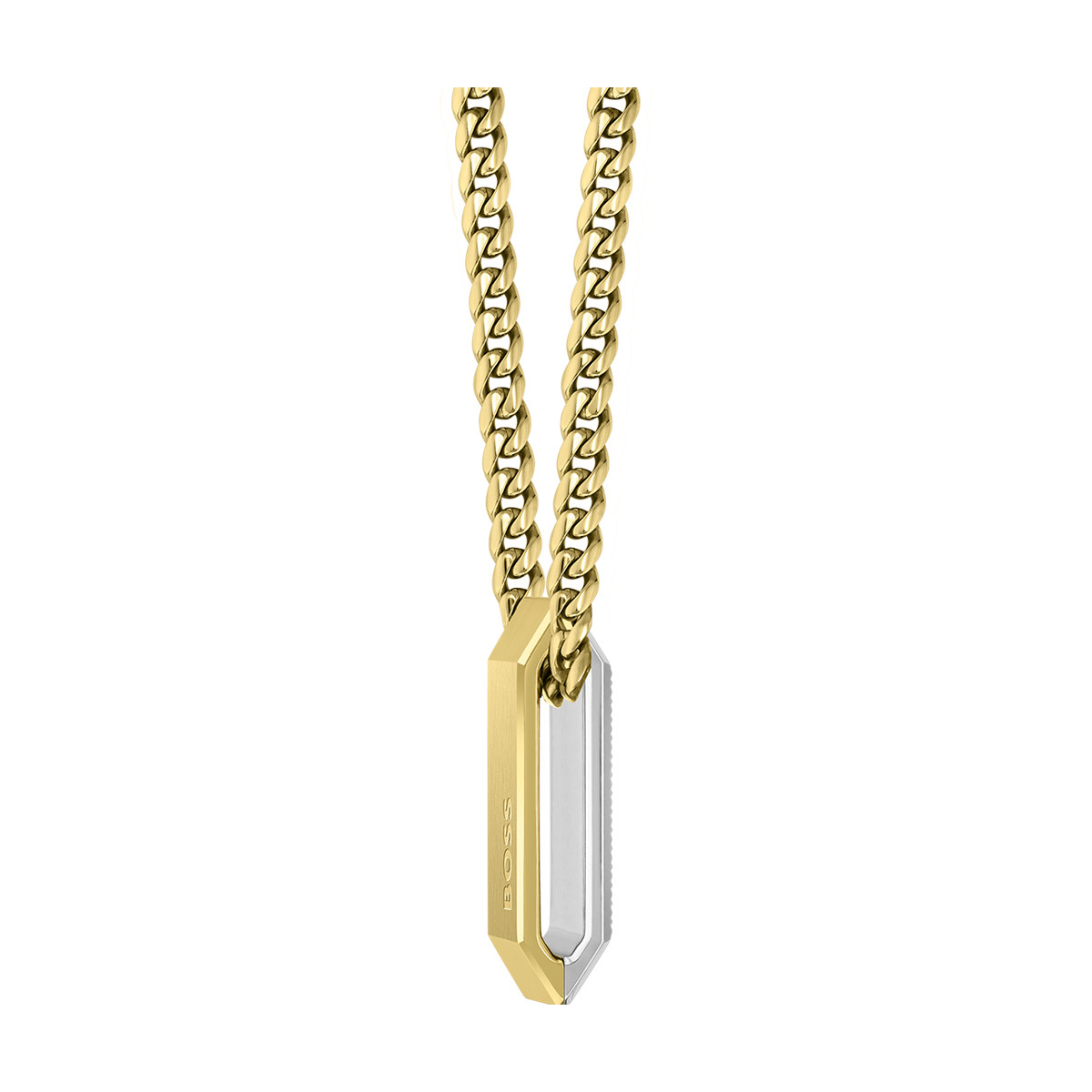 Collier homme  Boss acier doré jaune 56 cm - vue D1
