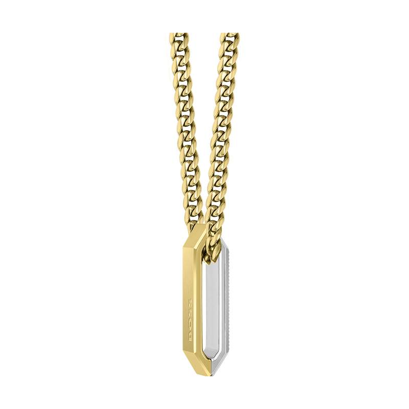 Collier homme  Boss acier doré jaune 56 cm - vue D1