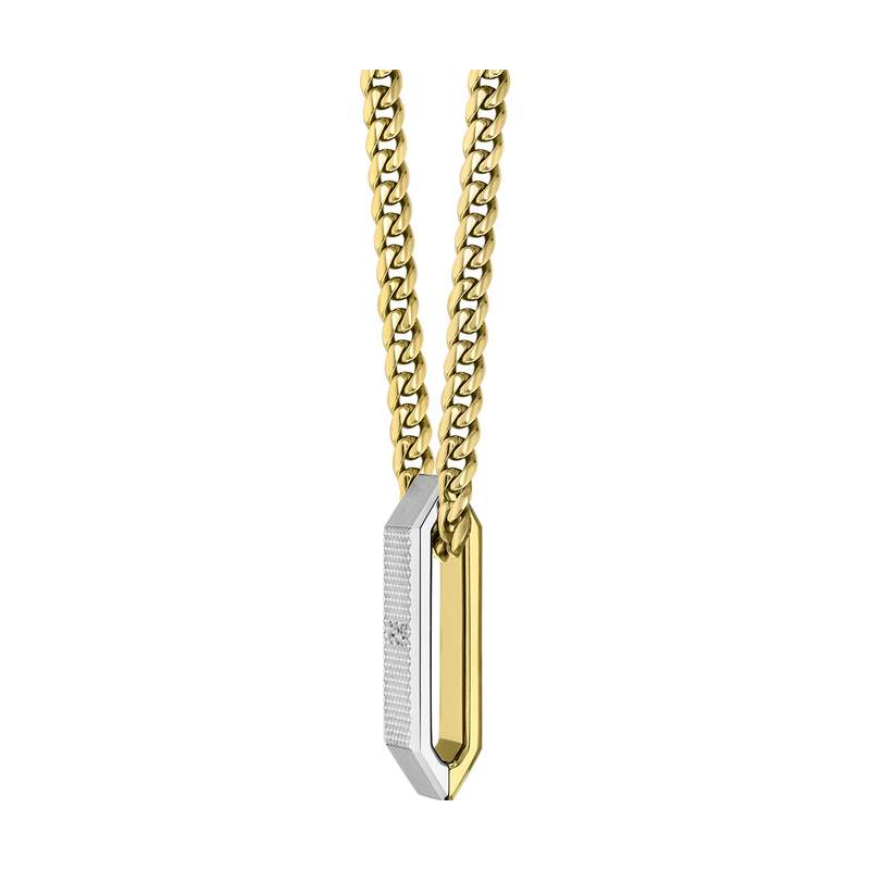 Collier homme  Boss acier doré jaune 56 cm - vue D2