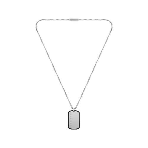 Collier homme Boss acier silicone noir 61 cm