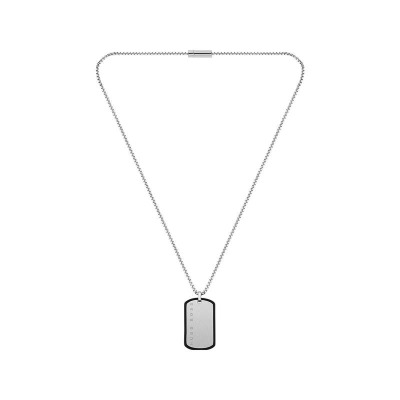 Collier homme Boss acier silicone noir 61 cm - vue 1