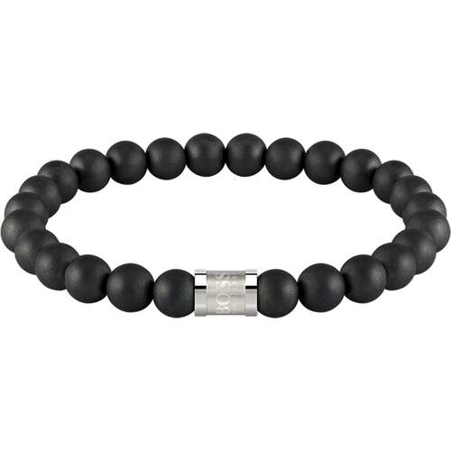 Bracelet Boss onyx noir acier 17,5 m