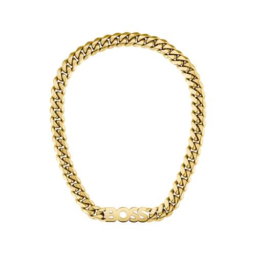 Collier Boss homme acier doré jaune 50 cm