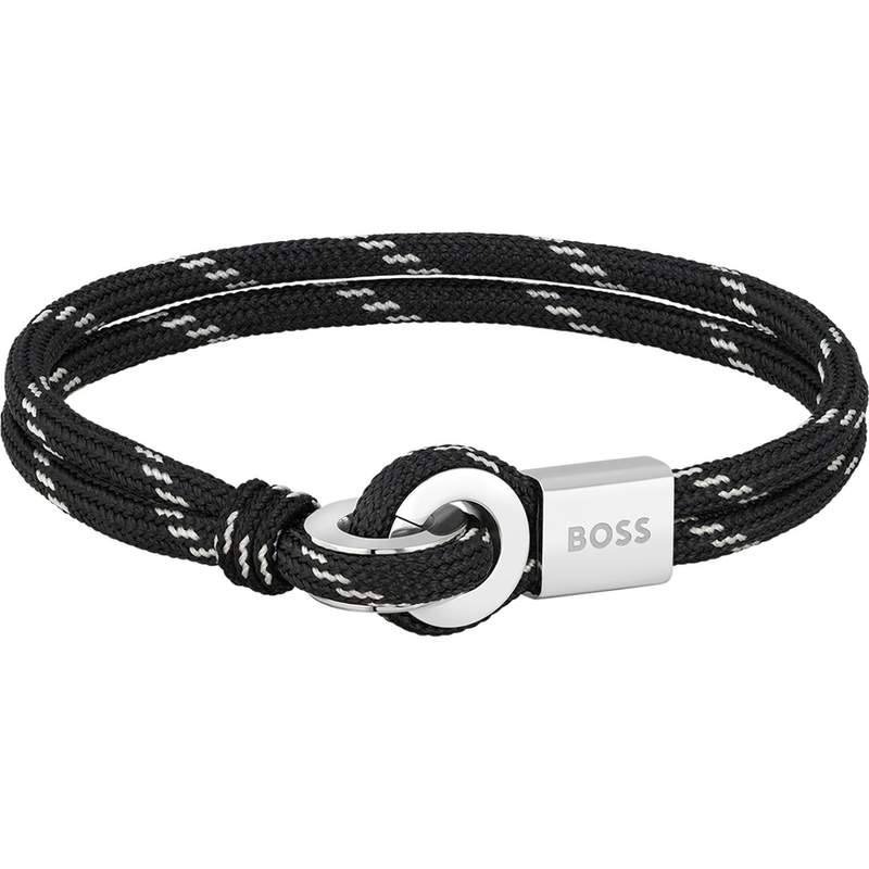 Bracelet homme Boss nylon noir acier 17,5 cm - vue 1