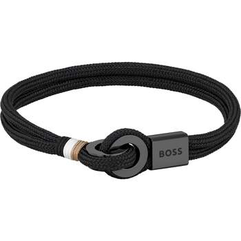 Boss herenarmband van zwart nylon en staal, 17,5 cm