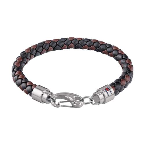 Bracelet TOMMY HILFIGER acier cuir marron