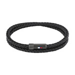 Bracelet TOMMY HILFIGER cuir noir - vue 1
