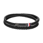 Bracelet TOMMY HILFIGER cuir noir - vue 1