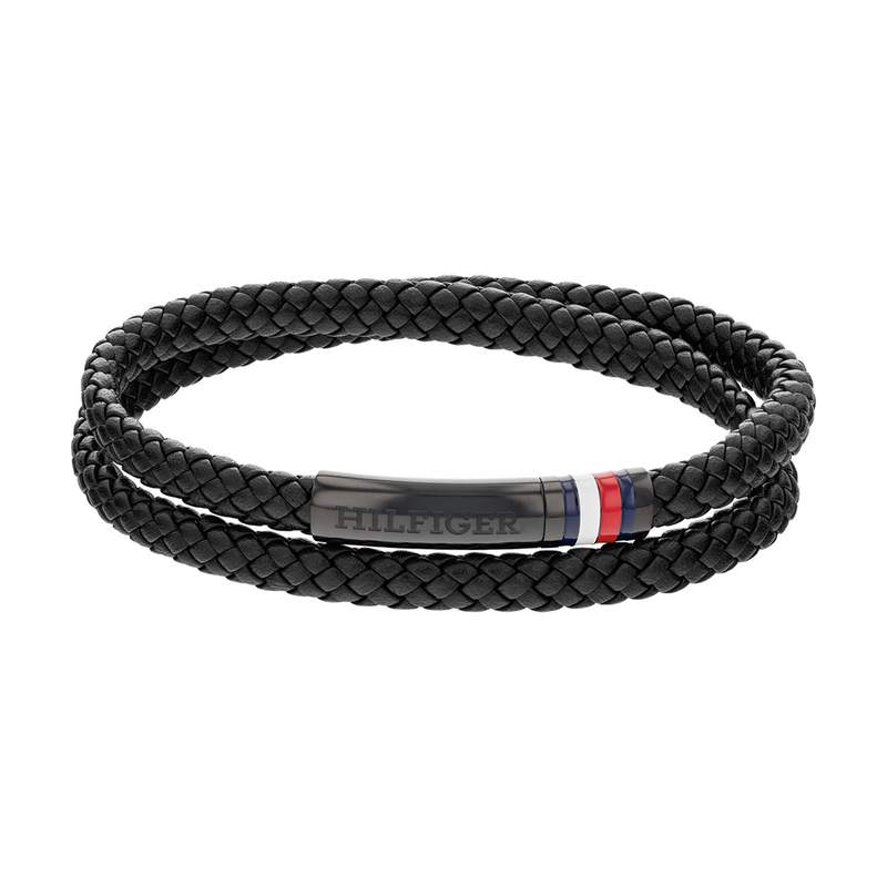 Bracelet TOMMY HILFIGER cuir noir - vue 1