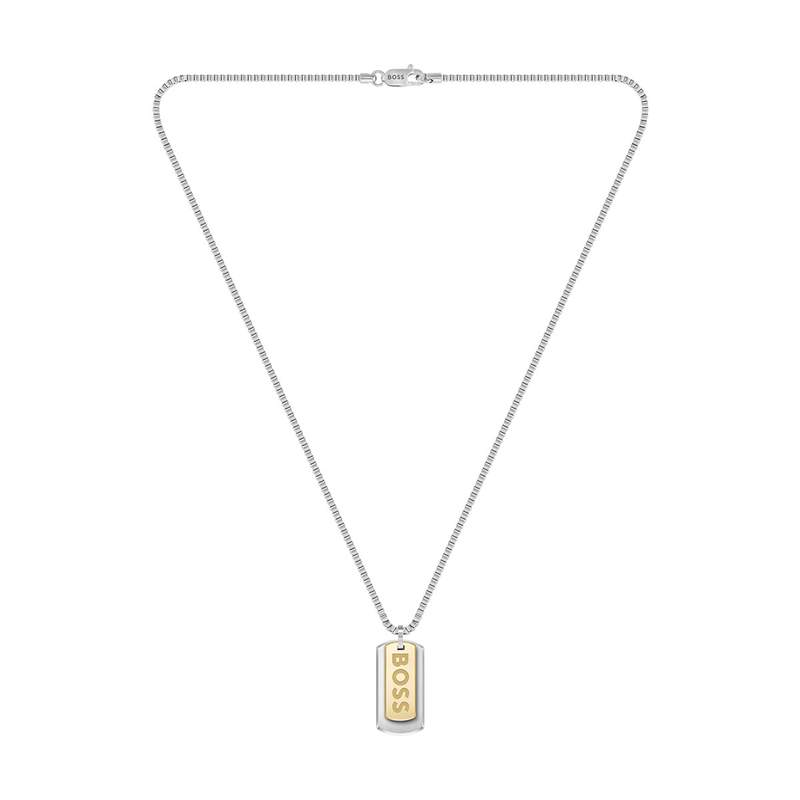 Collier  BOSS acier doré - vue 1