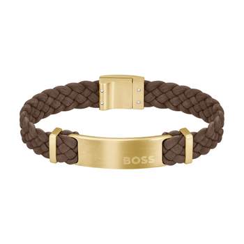 BOSS-armband van donkerbruin staal, 17,5 cm