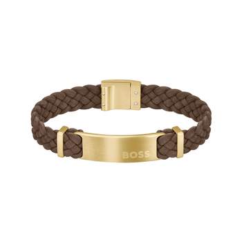 BOSS-armband van donkerbruin staal, 19 cm