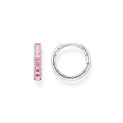 Créoles THOMAS SABO argent 925 pierres roses. - vue 1