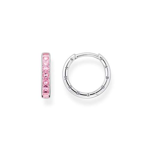 Créoles THOMAS SABO argent 925 pierres roses.