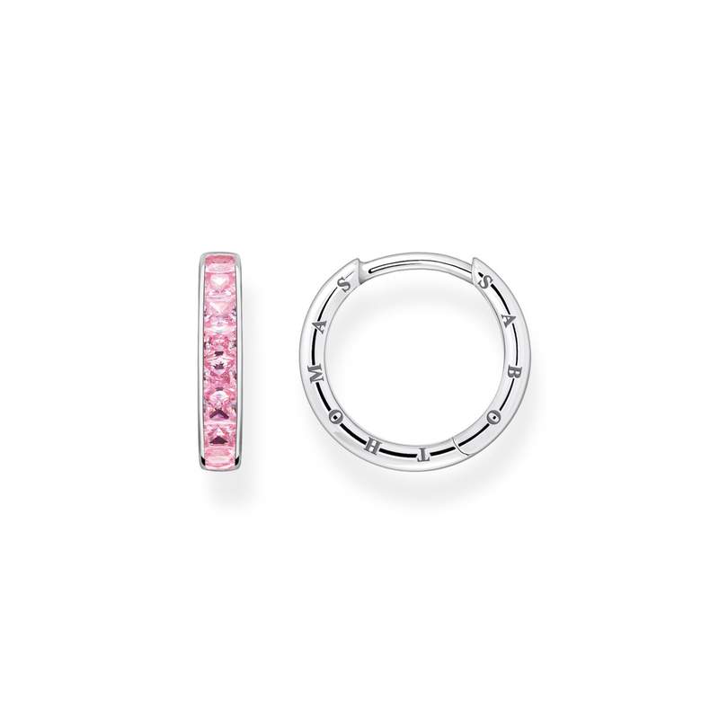 Créoles THOMAS SABO argent 925 pierres roses. - vue 1