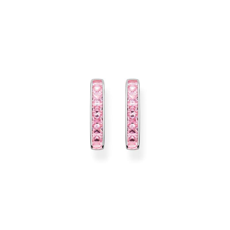 Créoles THOMAS SABO argent 925 pierres roses. - vue 2