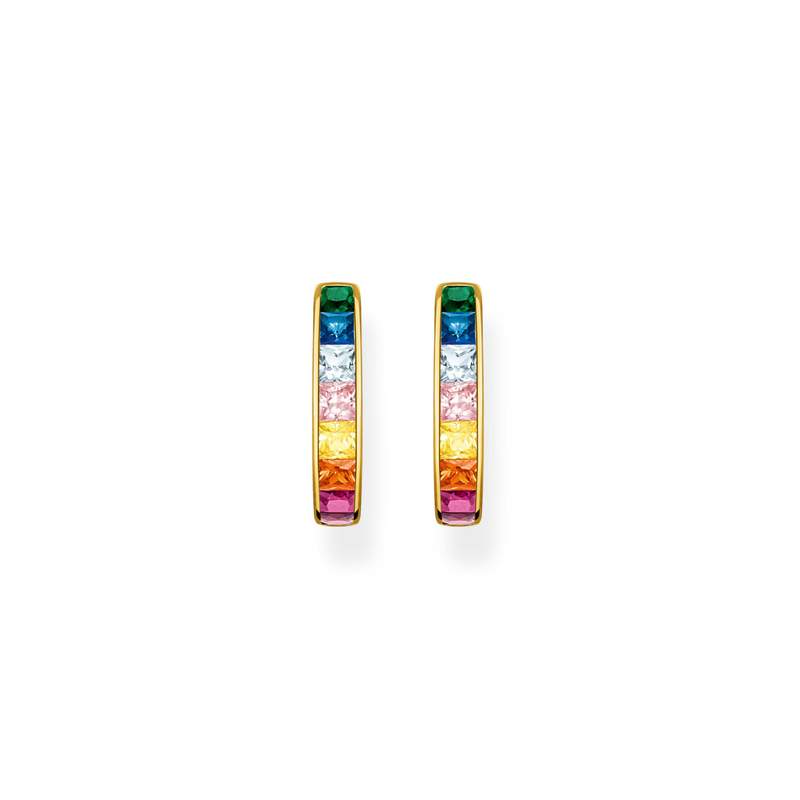 Créoles THOMAS SABO argent 925 doré zirconias multicolores - vue 2
