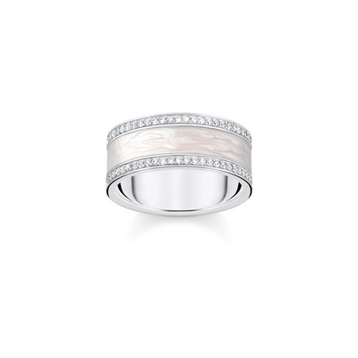 Bague THOMAS SABO argent 925 zirconias et émail nacré - vue 1