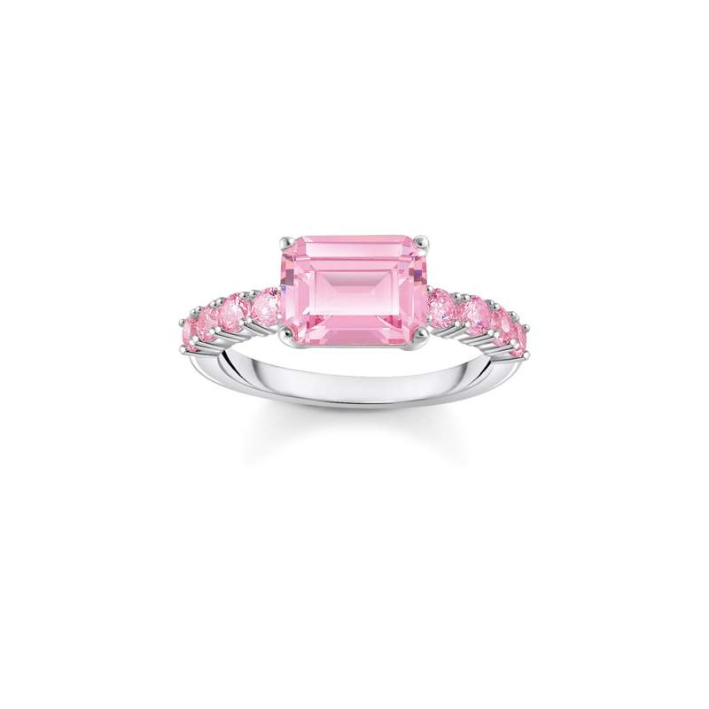 Bague THOMAS SABO argent 925 zirconias roses - vue 1