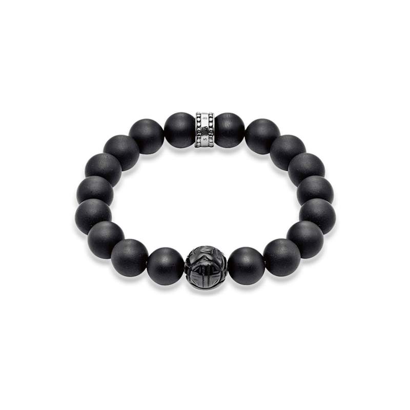 THOMAS SABO 925 silver bracelet with black obsidian beads - view 1