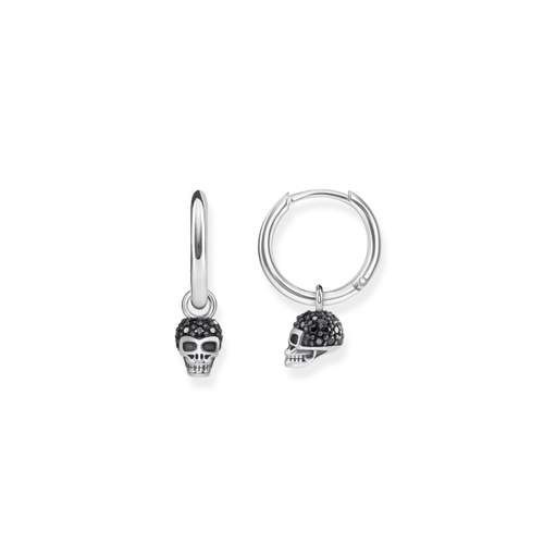 Créoles THOMAS SABO argent 925 tête de mort et zirconias