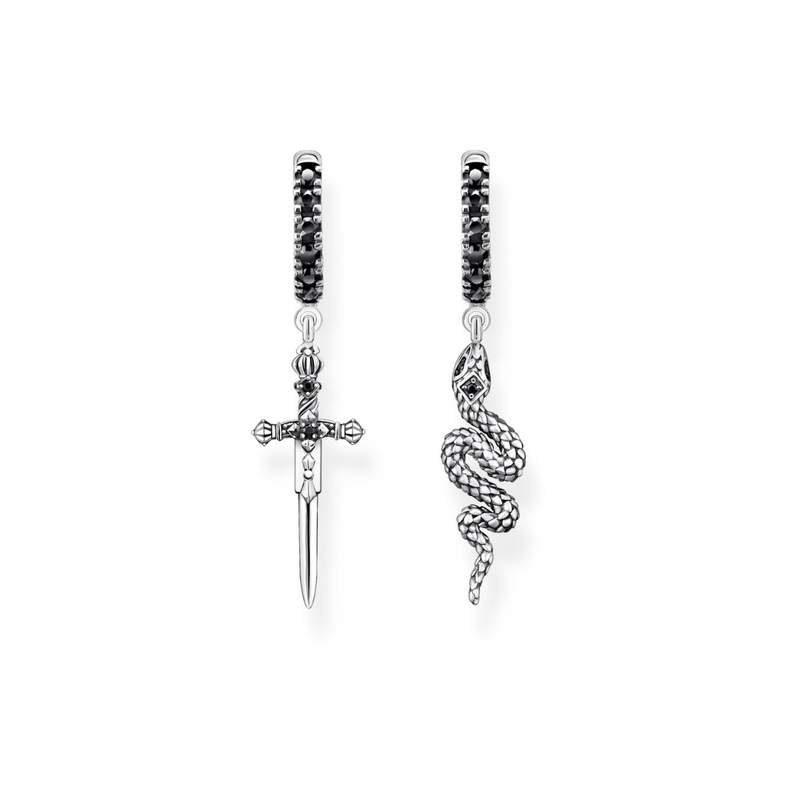 Créoles THOMAS SABO argent 925 serpent et épée - vue 1