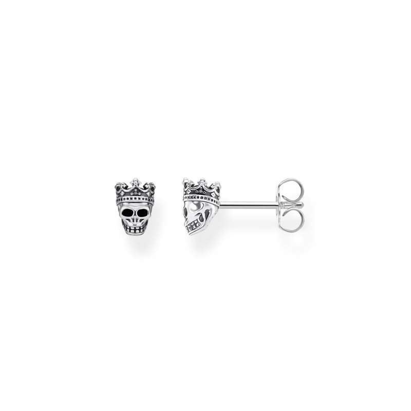 Boucles d'oreilles THOMAS SABO argent tête de mort et zirconias - vue 1