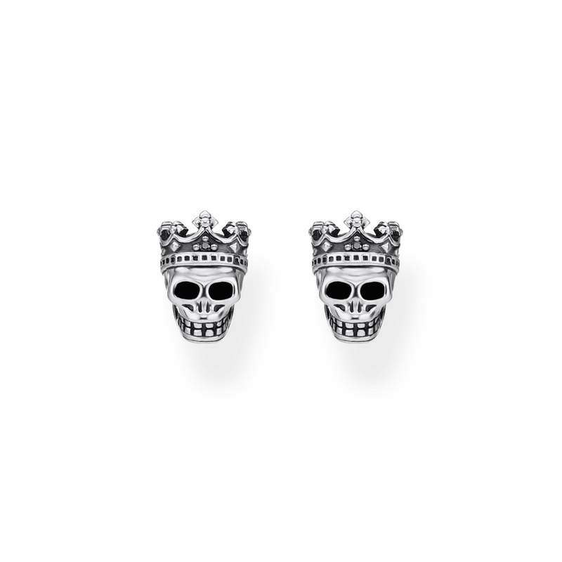 Boucles d'oreilles THOMAS SABO argent tête de mort et zirconias - vue 2