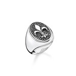 Chevalière THOMAS SABO argent 925 fleur de Lys et zirconias - vue 1